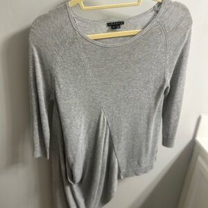 THEORY gray asymmetrical draped slit side thin knit shirt pullover sweater S